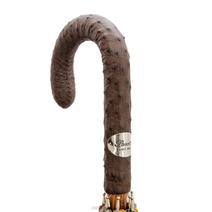 ομπρέλα | PASOTTI 142 venez-4 s - ριγέ ομπρέλα με λαβή από δέρμα στρουθοκαμήλου 2N6B897 άνδρες